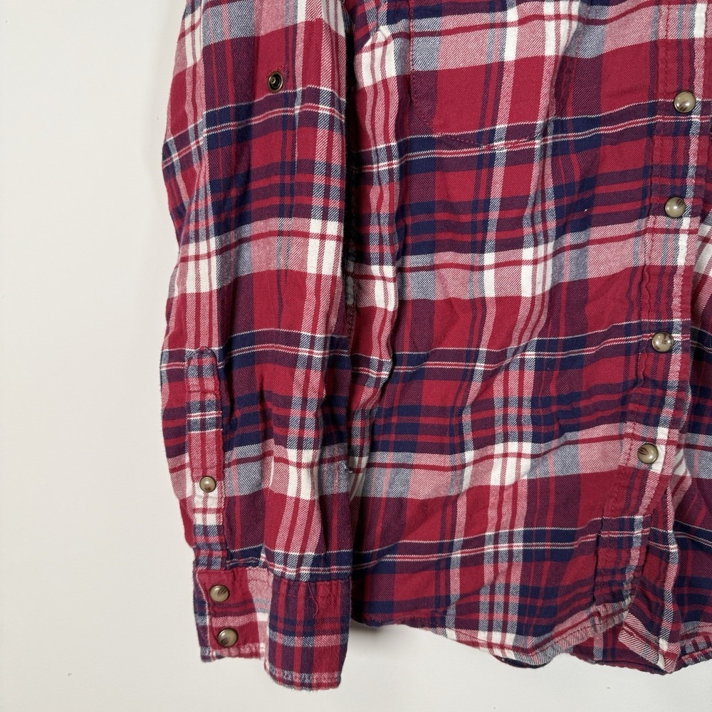 Jachs Girlfriend Women's Small Flannel Shirt Red Plaid Comfort Stretch - Picture 2 of 6